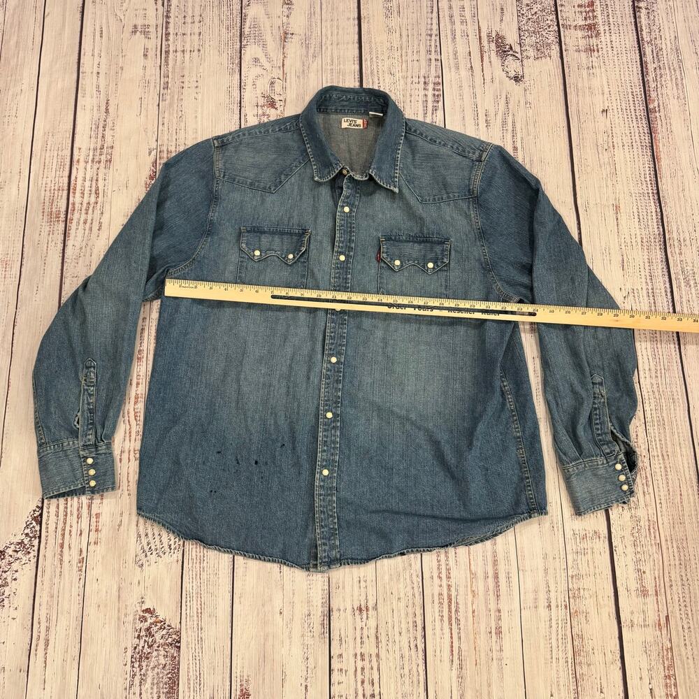 Levi’s Jeans Western Pearl Snap Denim Shirt Men’s XL 100% Cotton - Picture 7 of 9